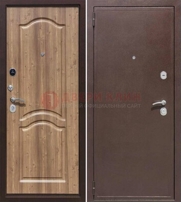 Коричневая железная дверь с порошковым окрасом ДП-191 в Зеленограде