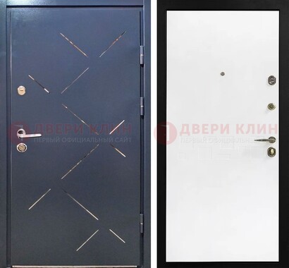 Синеватая дверь с порошковым напылением и зеркальными вставками ДП-208 в Зеленограде