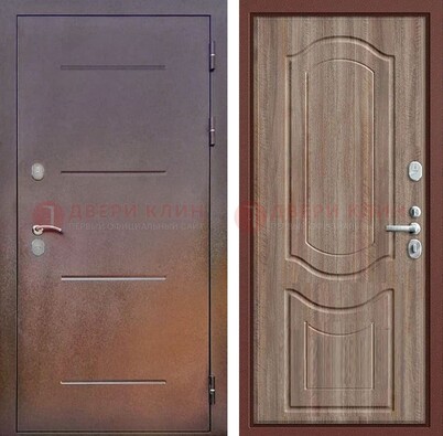 Стальная дверь с порошковым покрытием с коричневой МДФ ДП-226 в Зеленограде