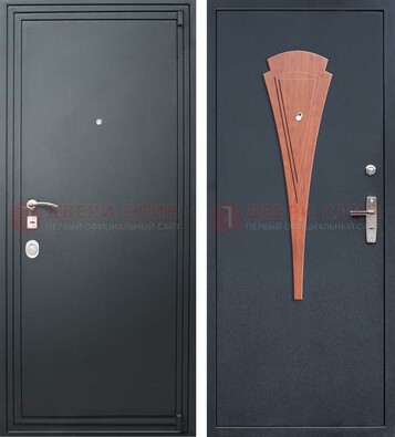Черная железная дверь с порошковым покрытием и накладкой МДФ внутри ДП-245 в Зеленограде