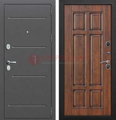 Стальная дверь с порошковым покрытием Антик серебро и филенчатой МДФ ДП-267 в Зеленограде