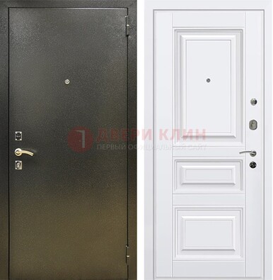Железная темно-серая дверь с порошковым напылением и белой МДФ ДП-274 в Зеленограде