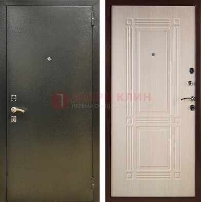 Стальная темно-серая дверь с порошковым напылением и МДФ Белый дуб ДП-277 в Зеленограде