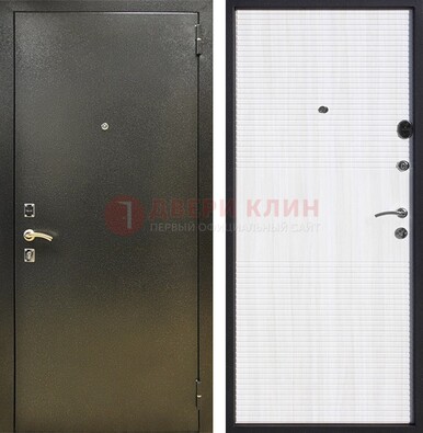 Стальная темно-серая дверь с порошковой отделкой и МДФ Белый ясень ДП-279 в Зеленограде