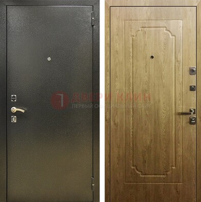 Темно-серая входная дверь с порошковым покрытием и МДФ Золотой дуб ДП-291 в Зеленограде