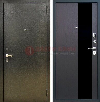 Входная темная дверь с порошковым покрытием и МДФ со стеклом ДП-294 в Мурманске
