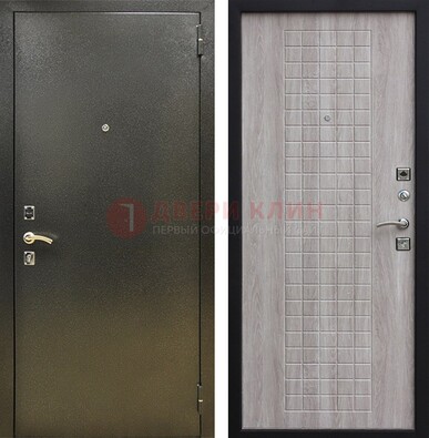 Железная темная дверь с порошковым покрытием и филенчатой МДФ ДП-297 в Зеленограде