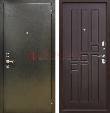 Входная темно-серая дверь с порошковым напылением и коричневой МДФ ДП-301 в Зеленограде