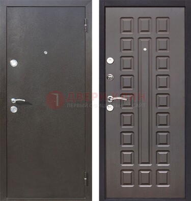 Коричневая железная дверь с порошковым окрасом ДП-63 в Твери