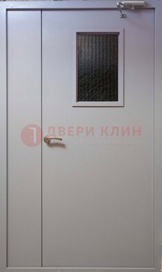 Белая железная подъездная дверь ДПД-4 в Зеленограде