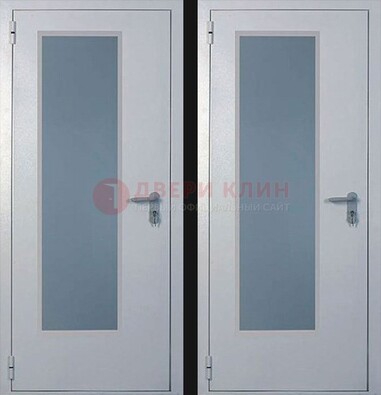 Белая металлическая противопожарная дверь с декоративной вставкой ДПП-5 в Зеленограде