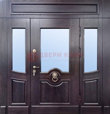 Филенчатая металлическая дверь с панелью МДФ и стеклом ДПР-102 в Зеленограде