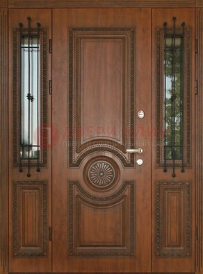 Парадная распашная стальная дверь Винорит со стеклом ДПР-106 в Зеленограде