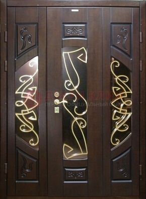 Парадная дверь со стеклом и ковкой ДПР-1 в каркасный дом в Зеленограде