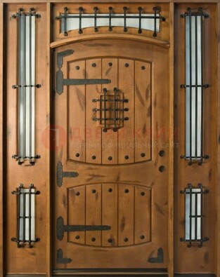 Парадная дверь с коваными элементами ДПР-68 в коттедж в Зеленограде