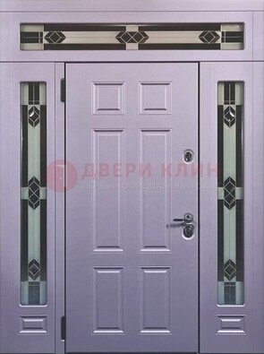 Филенчатая железная парадная дверь с фрамугами ДПР-82 в Зеленограде