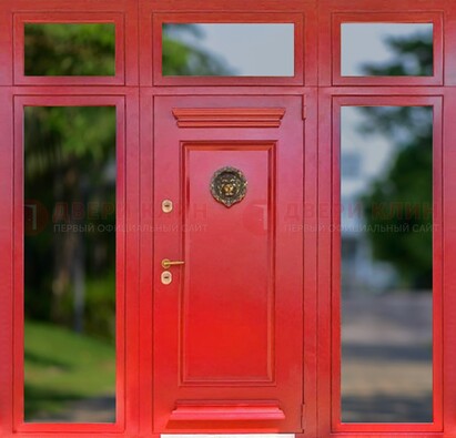 Красная парадная дверь для частного дома ДПР-88 в Зеленограде