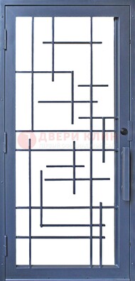 Современная железная решетчатая дверь синяя ДР-31 в Зеленограде
