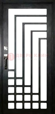 Черная стальная решетчатая дверь в современном стиле ДР-43 в Зеленограде