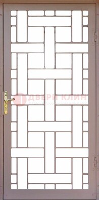 Коричневая металлическая решетчатая дверь для дома ДР-47 в Зеленограде