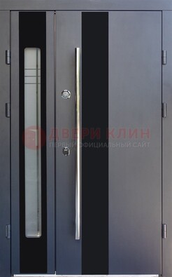 Серая стальная дверь со стеклом ДС-11 в Зеленограде