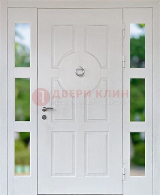 Белая стальная дверь со стеклом и фрамугами ДС-20 в Зеленограде