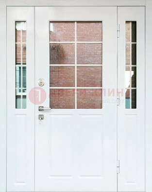 Белая стальная дверь со стеклом и фрамугами ДС-27 в Зеленограде