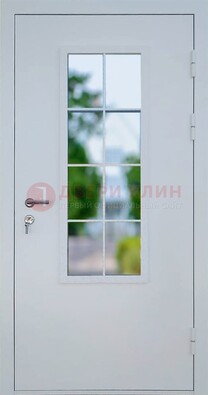 Белая железная дверь порошок со стеклом ДС-31 в Зеленограде