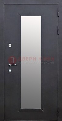 Черная стальная дверь порошок со стеклом ДС-33 в Зеленограде