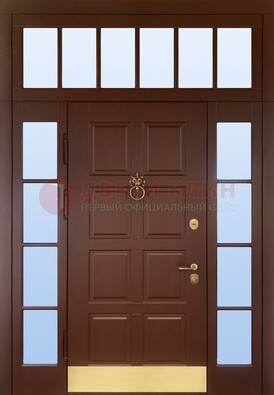Коричневая входная дверь с МДФ панелью и стеклом ДС-45 в Зеленограде