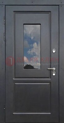Чёрная металлическая дверь со стеклом ДС-77 в Зеленограде
