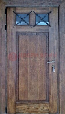 Металлическая дверь с Виноритом со стеклом и ковкой под старину ДСК-209 в Зеленограде