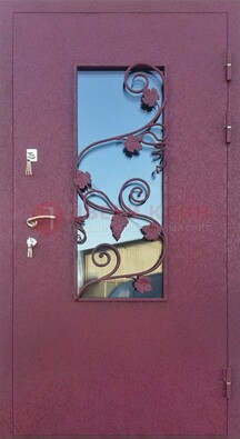 Железная дверь Порошок со стеклом и ковкой лозы ДСК-220 в Зеленограде