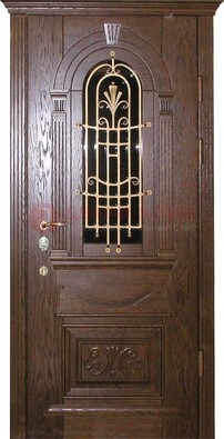 Железная дверь со стеклом и ковкой в классическом стиле ДСК-23 в Самаре