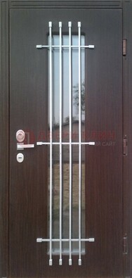 Современная стальная дверь с Виноритом стеклом и ковкой ДСК-262 в Белгороде