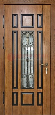Двухцветная железная дверь Винорит со стеклом и ковкой ДСК-264 в Зеленограде