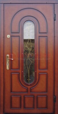 Яркая металлическая дверь Винорит со стеклом и ковкой ДСК-268 в Зеленограде