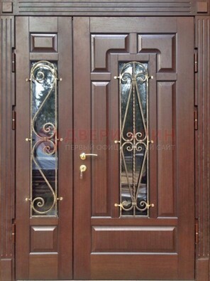 Стальная распашная дверь Винорит стекло и ковка ДСК-274 в Зеленограде