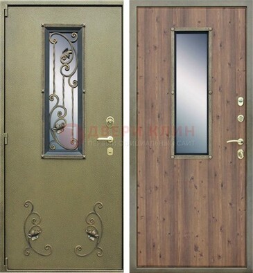 Офисная железная дверь со стеклом и ковкой ДСК-44 в Зеленограде