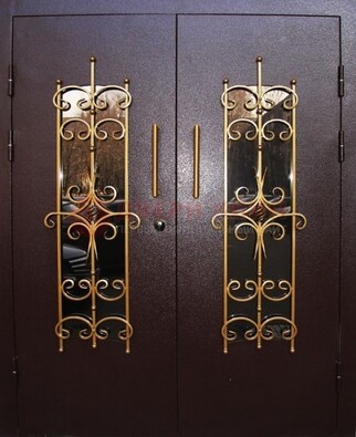 Металлическая дверь с ковкой и остеклением ДСК-49 в Зеленограде