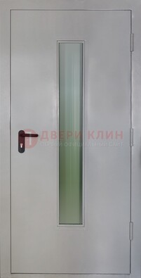 Белая металлическая техническая дверь со стеклянной вставкой ДТ-2 в Зеленограде