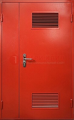 Красная железная техническая дверь с вентиляционными решетками ДТ-4 в Зеленограде