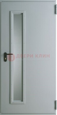 Белая железная техническая дверь со вставкой из стекла ДТ-9 в Зеленограде