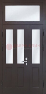 Черная тамбурная дверь со стеклянными вставками ДТМ-38 в Зеленограде
