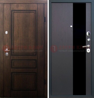 Входная дверь Итальянский орех с МДФ с черным стеклом ДМ-1199 в Зеленограде