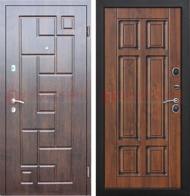 Металлическая коричневая дверь терморазрыв с виноритом и филенкой ДВТ-137 в Зеленограде