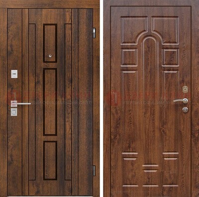 Стальная коричневая дверь с МДФ и коричневой МДФ внутри ДМ-1388 в Выборге