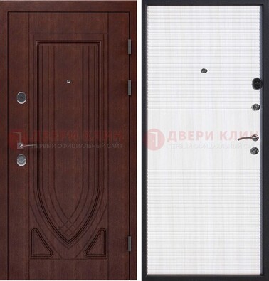 Уличная темная филенчатая дверь с виноритом и МДФ Белый ясень ДВТ-141 в Зеленограде