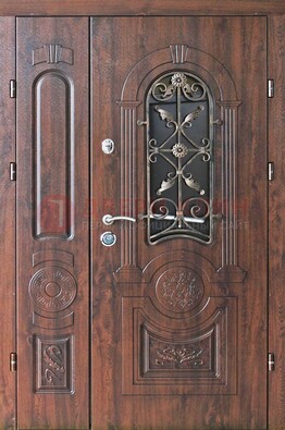 Металлическая дверь с узором и виноритом ДВТ-146 