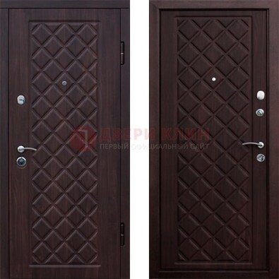 Коричневая металлическая дверь с МДФ с двух сторон ДМ-1555 в Зеленограде